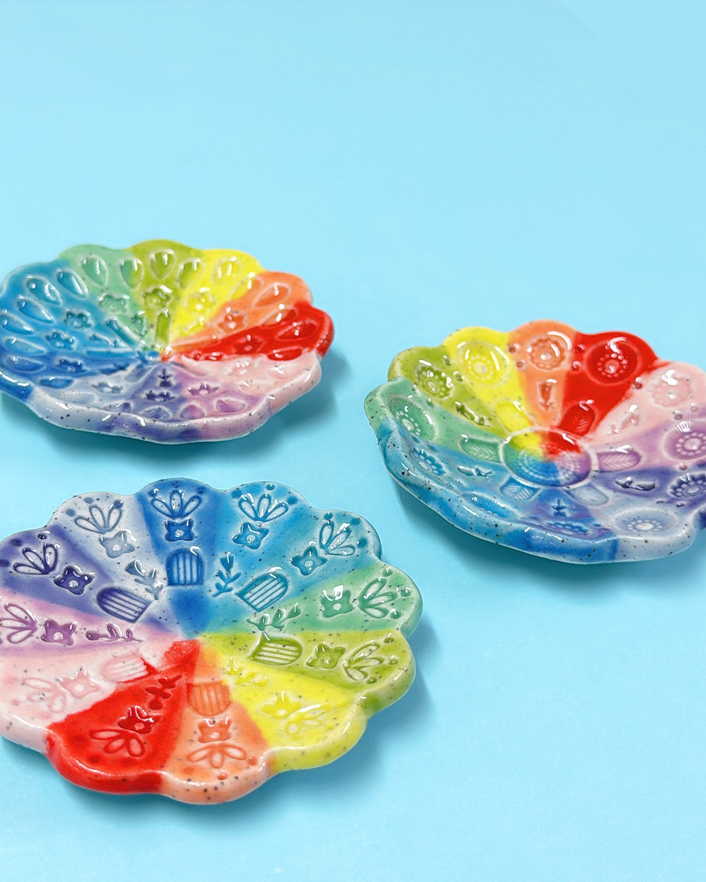 RAINBOW PINWHEEL PLATE : Choose your design ~ Handmade Ceramic Treats & Tapas Dishes handmade by Jo Kealley
