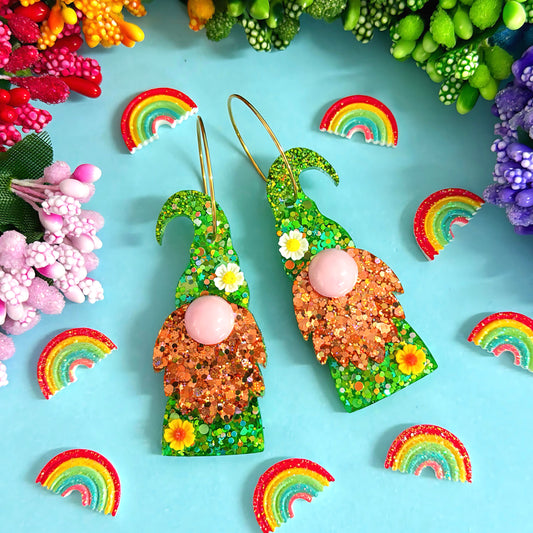 HELLO LITTLE GNOME : St Paddy’s Lucky : Handmade Resin DROP Earrings