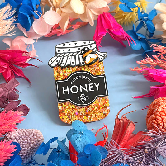 A LITTLE JAR OF : HONEY : Handmade Resin & Acrylic BROOCH