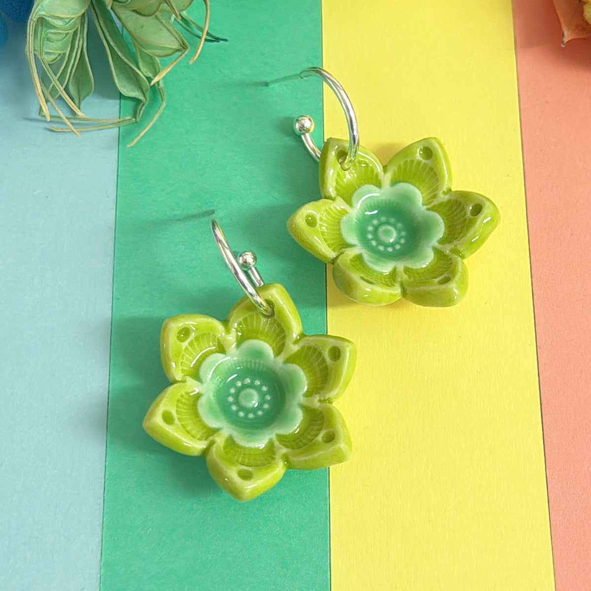 3D STARFLOWERS : Choose your colour ~ PORCELAIN Drop Earrings Handmade by Jo Kealley