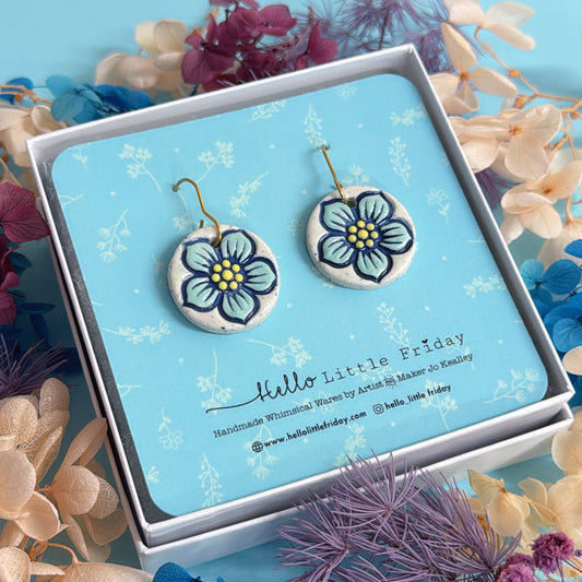 BOTANICA CERAMICA ~ One of a kind pair : PORCELAIN Drop Earrings Handmade by Jo Kealley