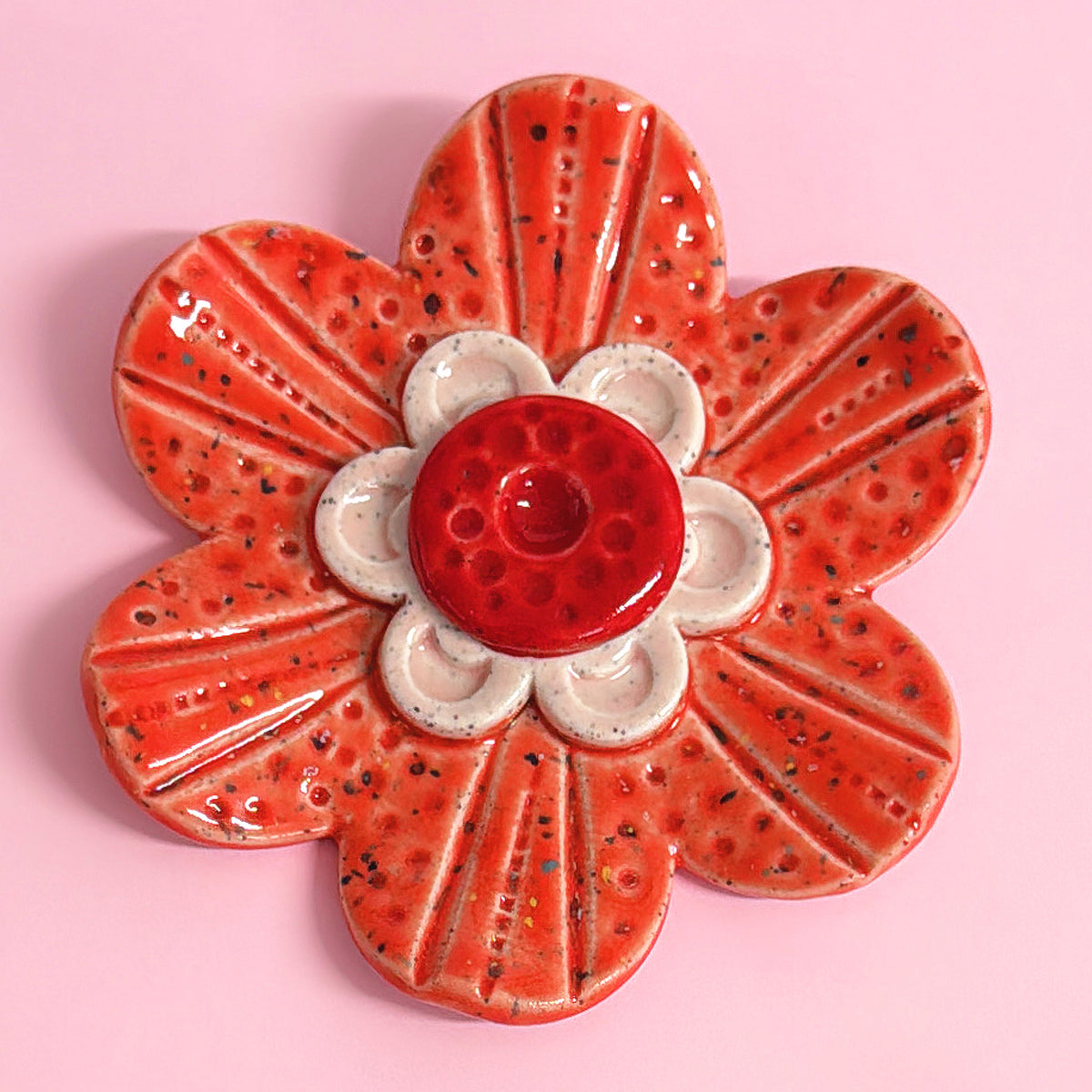 Peach Red Pink & Blue WALLFLOWERS Wall Art : Choose your design : Handmade Ceramic Ornaments by Jo Kealley
