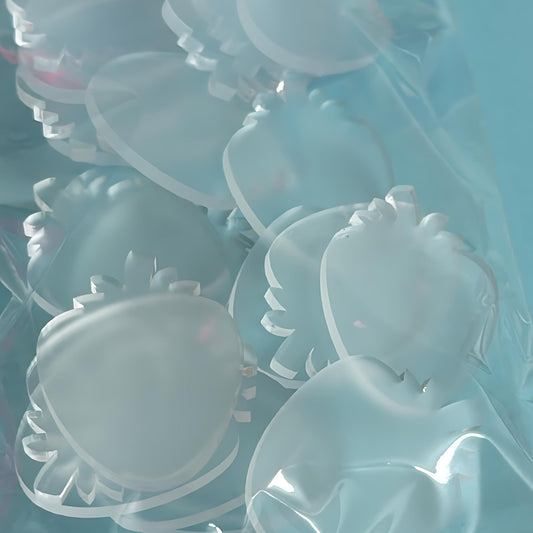 40mm STRAWBERRIES : drop earring size: 3mm clear gloss Acrylic components : Destash item