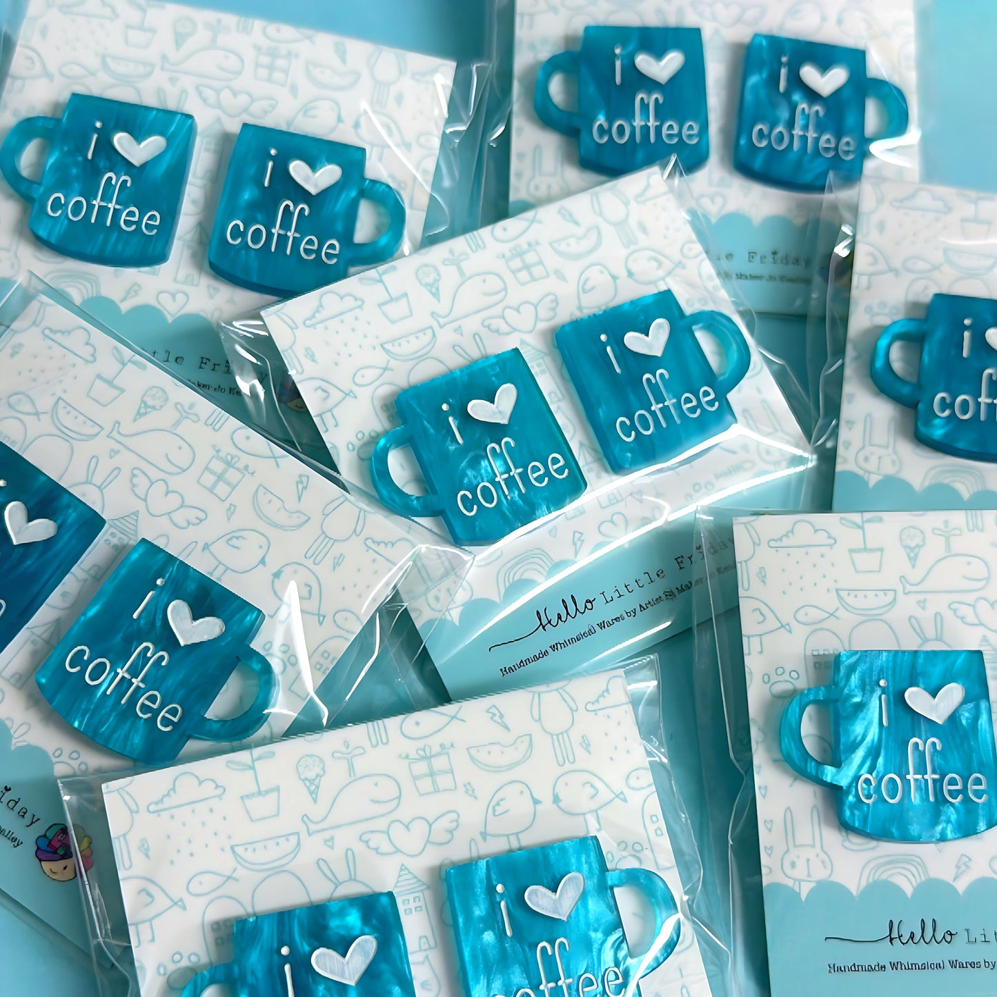 I LOVE COFFEE : Choose your colour : Handmade Acrylic STUDS