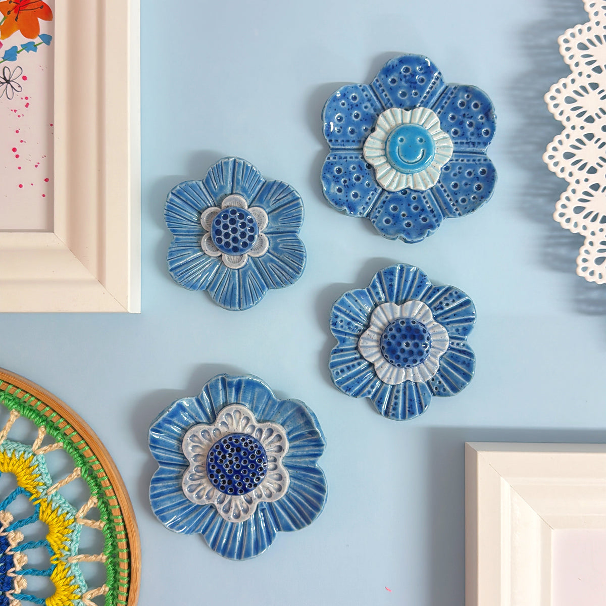 🩵 The Blue 💙 WALLFLOWERS Wall Art : Choose your design : Handmade Ceramic Ornaments by Jo Kealley