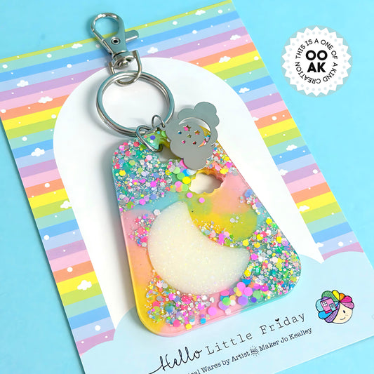 RAINBOW CONFETTI : Handmade Resin KEY CHAIN or BAG CHARM