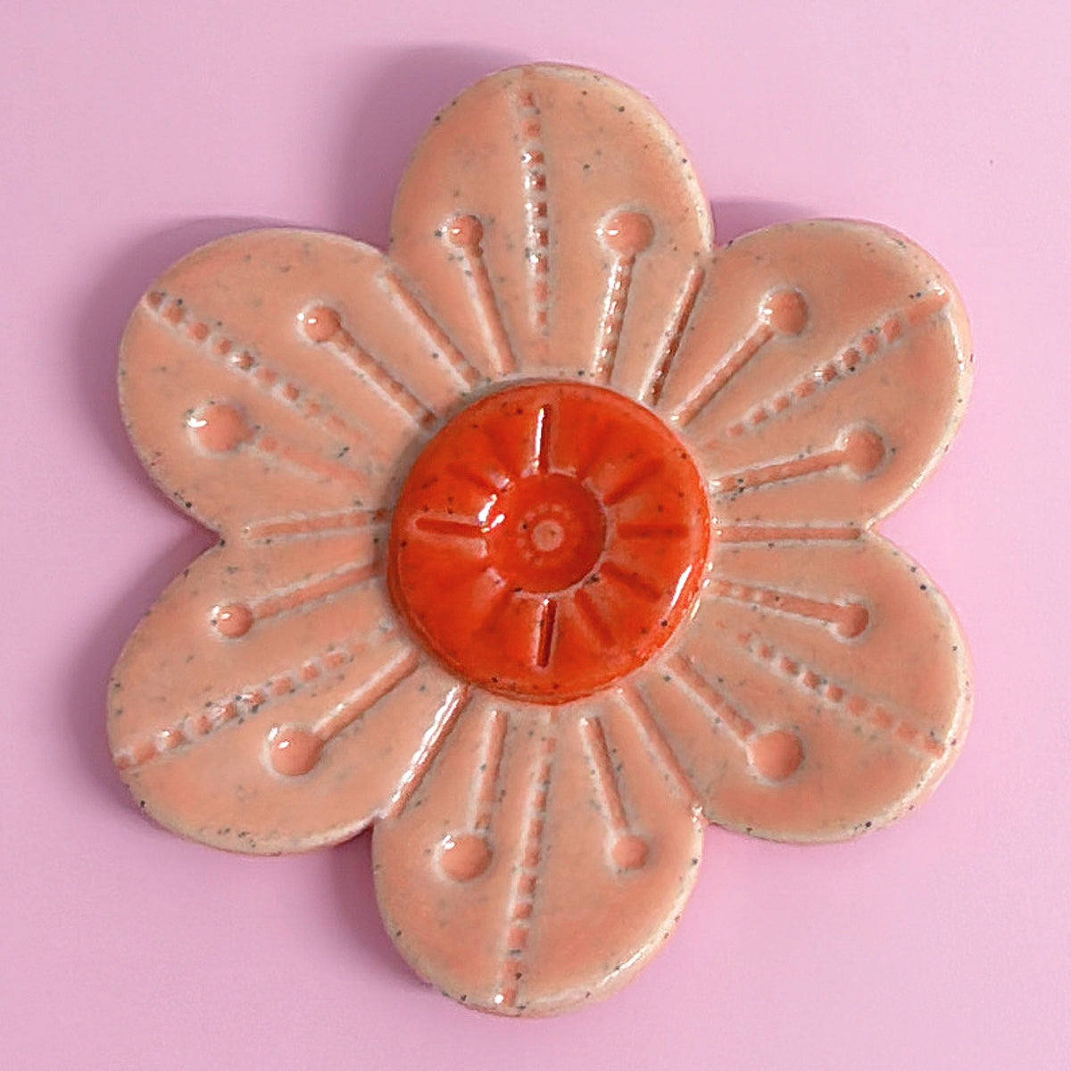 Peach Tangerine & Red WALLFLOWERS Wall Art : Choose your design : Handmade Ceramic Ornaments by Jo Kealley