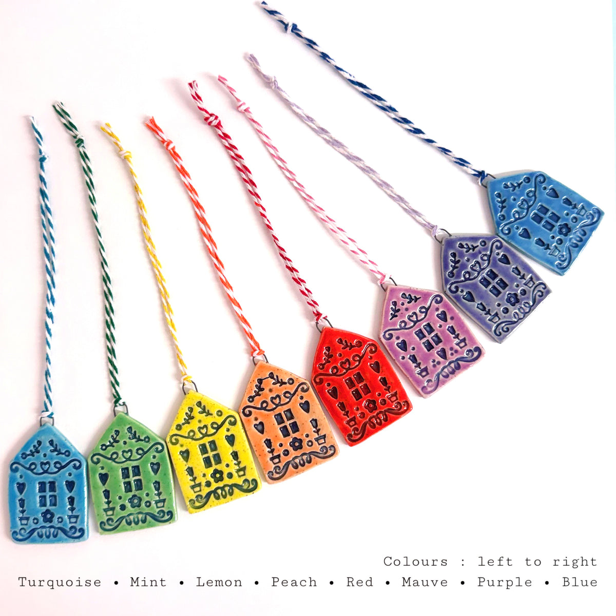 Home Sweet Home Wall Art : Choose your colour : Handmade Ceramic Ornaments by Jo Kealley