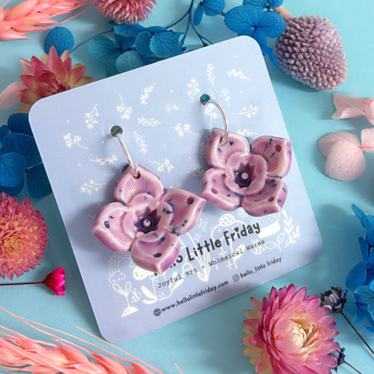 PETITE STARFLOWERS ~ PORCELAIN Drop Earrings by Jo Kealley