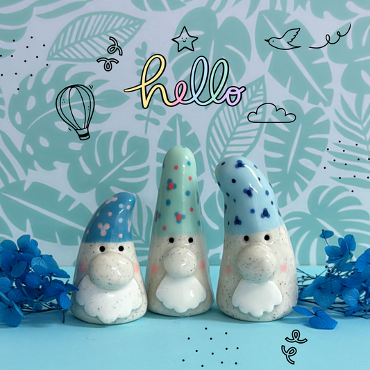 Hello Little GNOMES : Choose your colour : Handmade Ceramic Whimsies by Jo Kealley