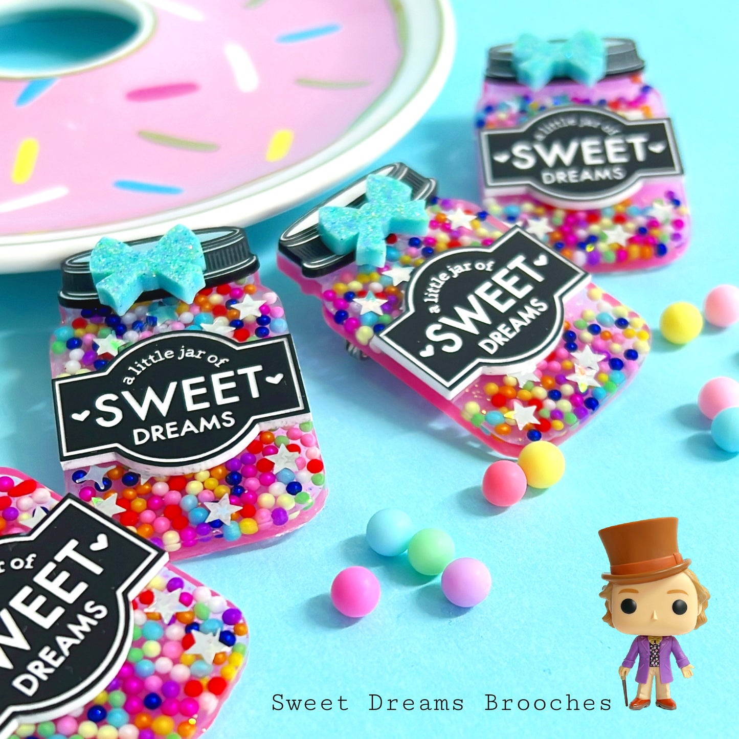 THE DREAMERS OF DREAMS : A LITTLE JAR OF SWEET DREAMS : CANDY : Handmade Resin & Acrylic BROOCH