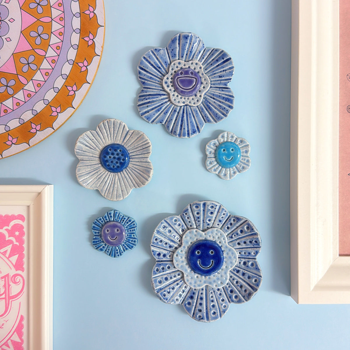 The Blues 💙 WALLFLOWERS Wall Art : Choose your design : Handmade Ceramic Ornaments by Jo Kealley