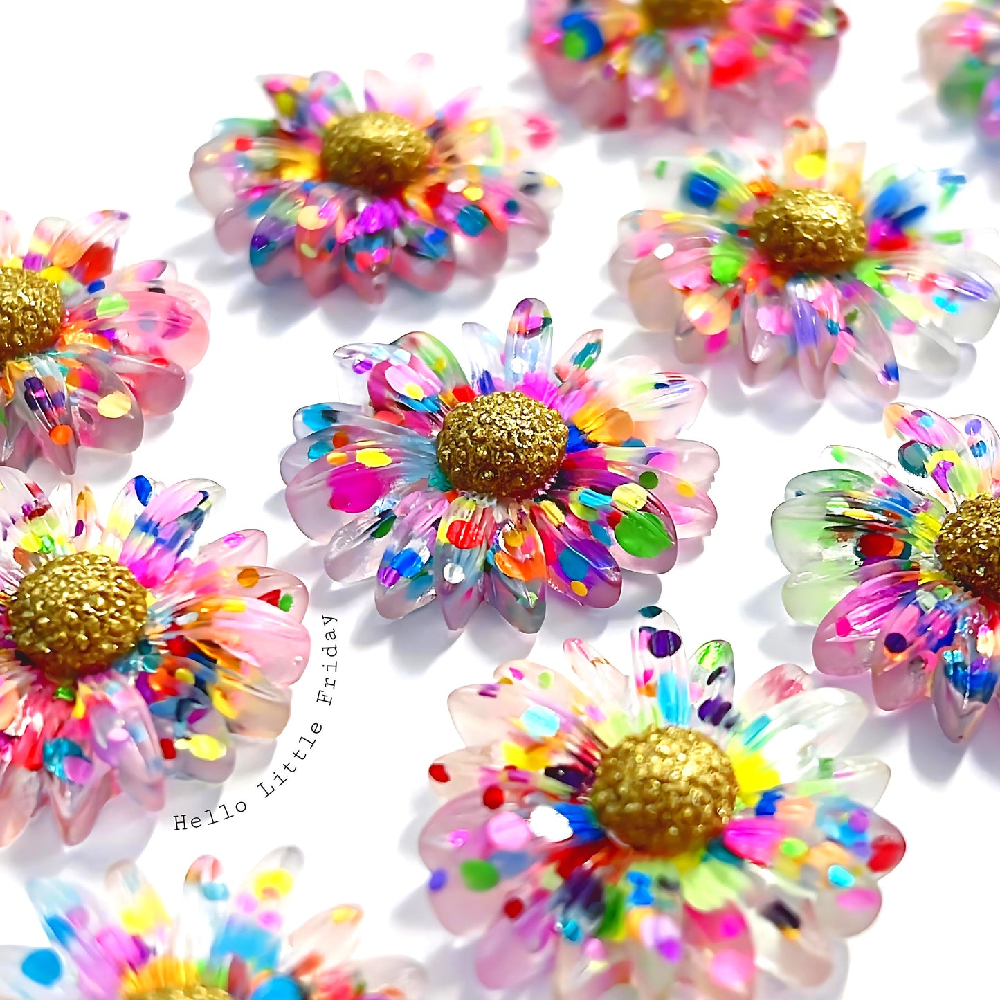CRAZY FOR DAISY : CONFETTI : Large : Handmade Resin Drop Earrings