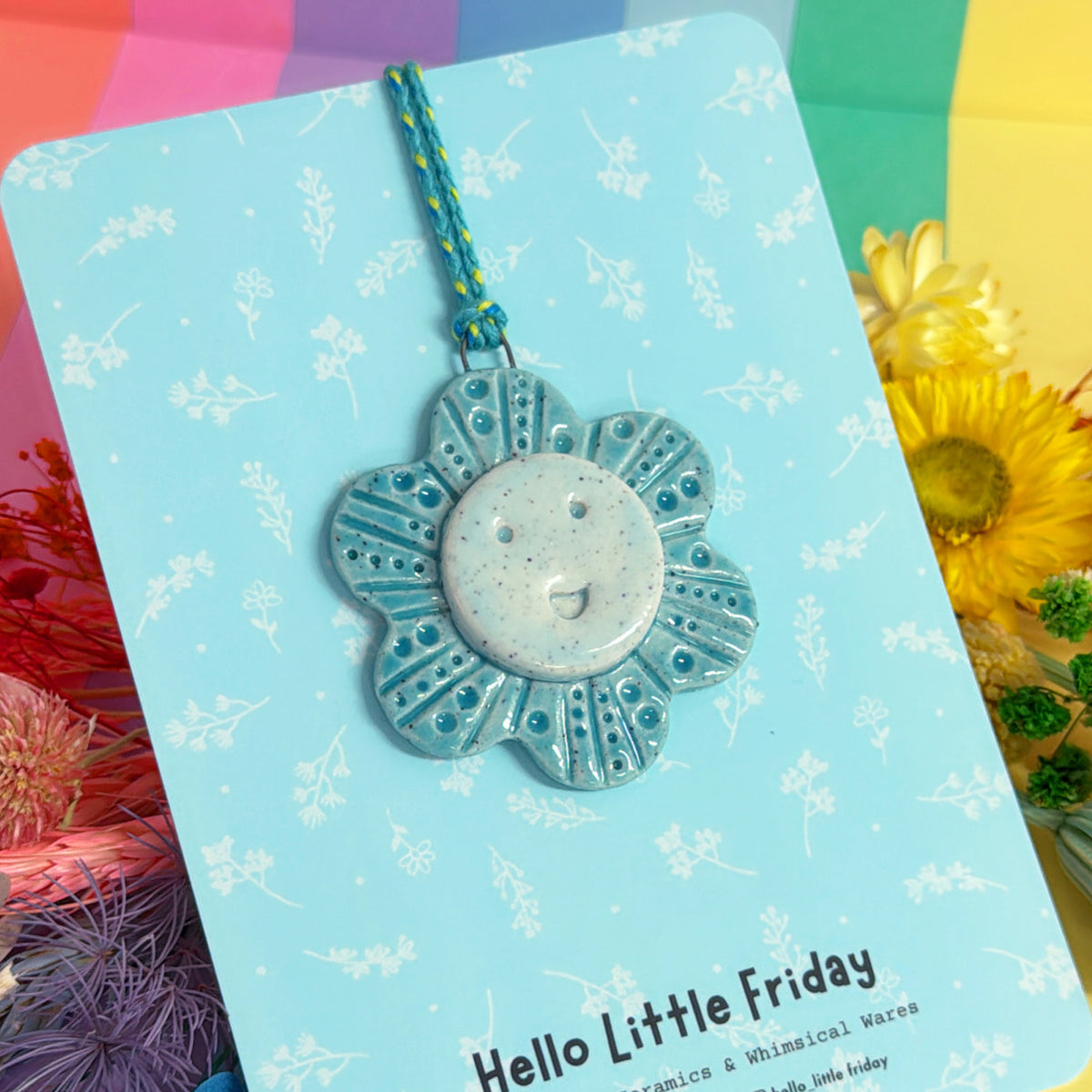 The Turquoise WALLFLOWERS ~ choose your design : Handmade Ceramic Wall Art Ornament by Jo Kealley