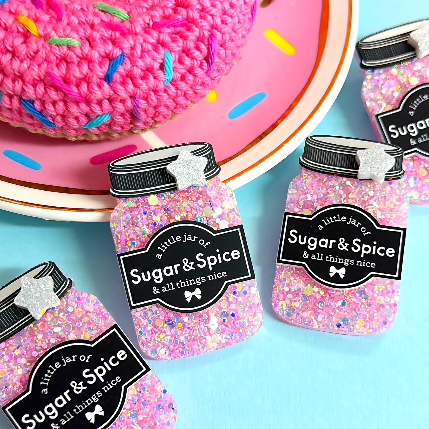 A LITTLE JAR OF : SUGAR & SPICE : Handmade Resin & Acrylic BROOCH