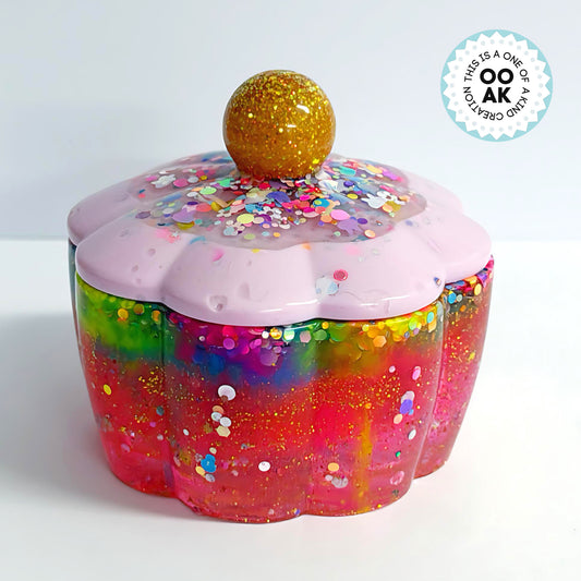 RAINBOW SHIMMER Medium Cast Resin Trinket pot