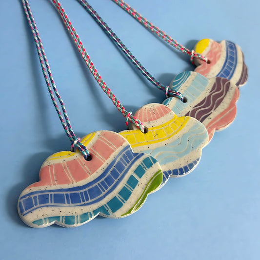 Hello Little CLOUD ORNAMENTS : Handpainted Ceramic Wall Art by Jo Kealley
