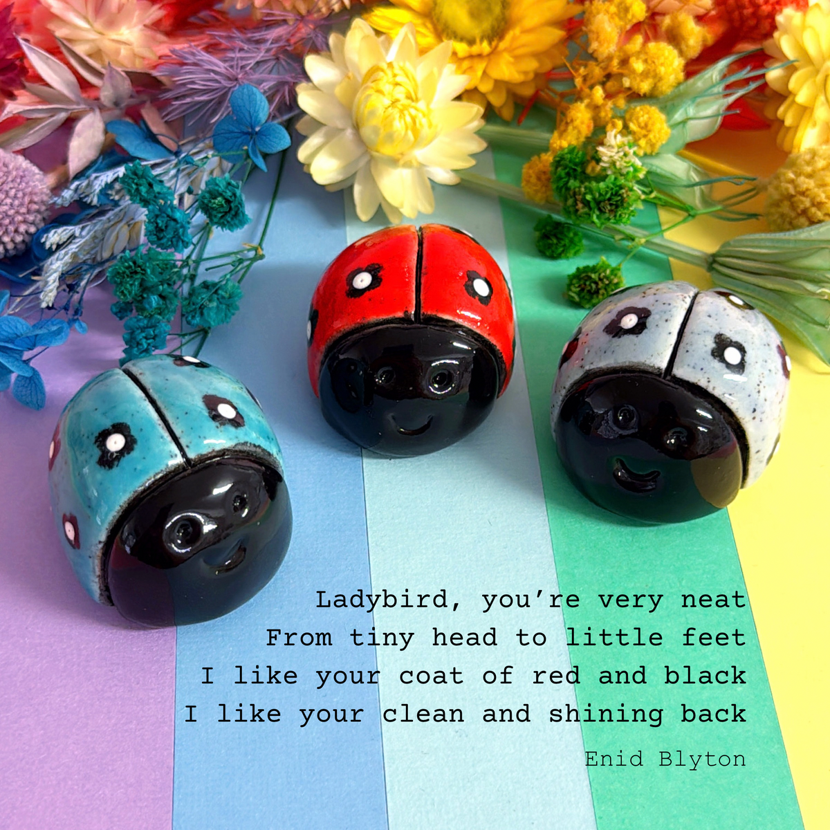 Hello Little LADYBIRDS : Choose your colour : Handmade Ceramic Whimsies by Jo Kealley