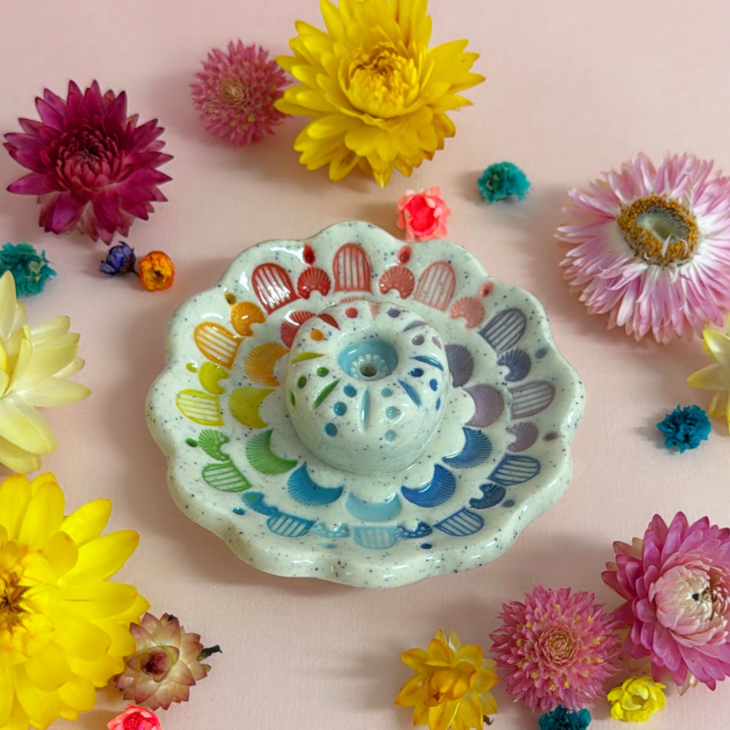 RAINBOW DAYDREAMS : Handmade Ceramic Incense Holder by Jo Kealley