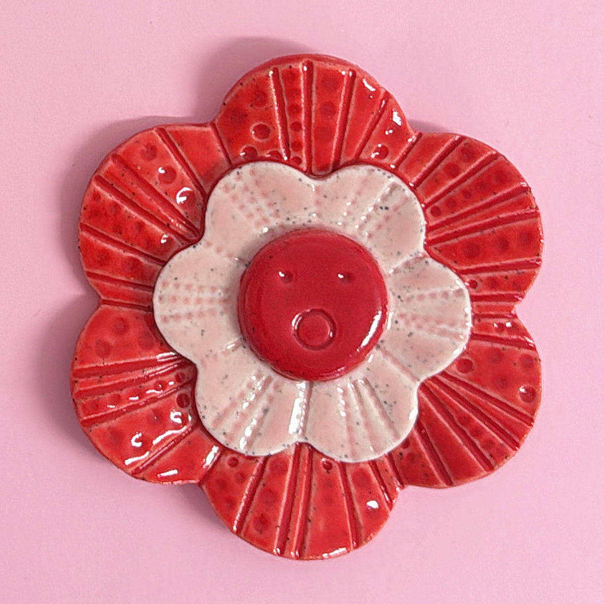 ❤️ Red & Blush Pink 🩷 WALLFLOWERS Wall Art : Choose your design : Handmade Ceramic Ornaments by Jo Kealley