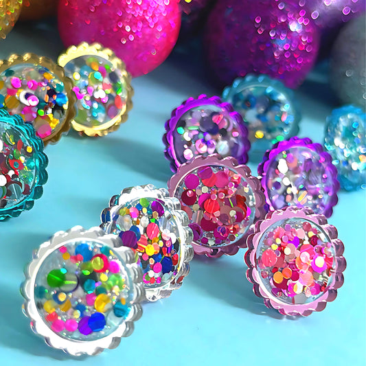 TWINKLING LIGHTS  : BAUBLES : Choose your colour : Handmade Resin & Acrylic STUD Earrings