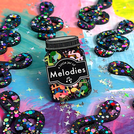 A LITTLE JAR OF : MELODIES : Handmade Resin & Acrylic BROOCH