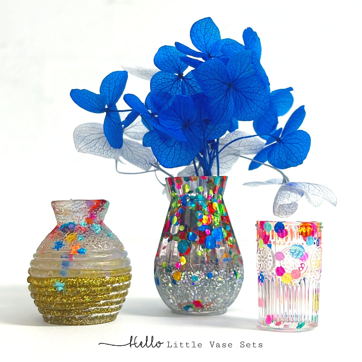 HELLO LITTLE VASE SETS : Set of 3 : Cast Resin Miniature Vases be