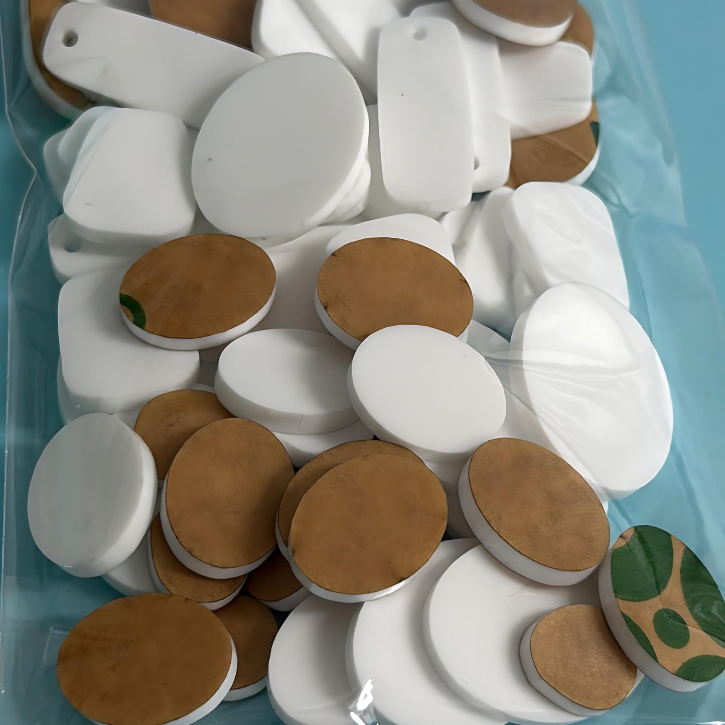 ASSORTED SHAPES oval tabs etc for stud earring size : 3mm white gloss Acrylic components : Destash item