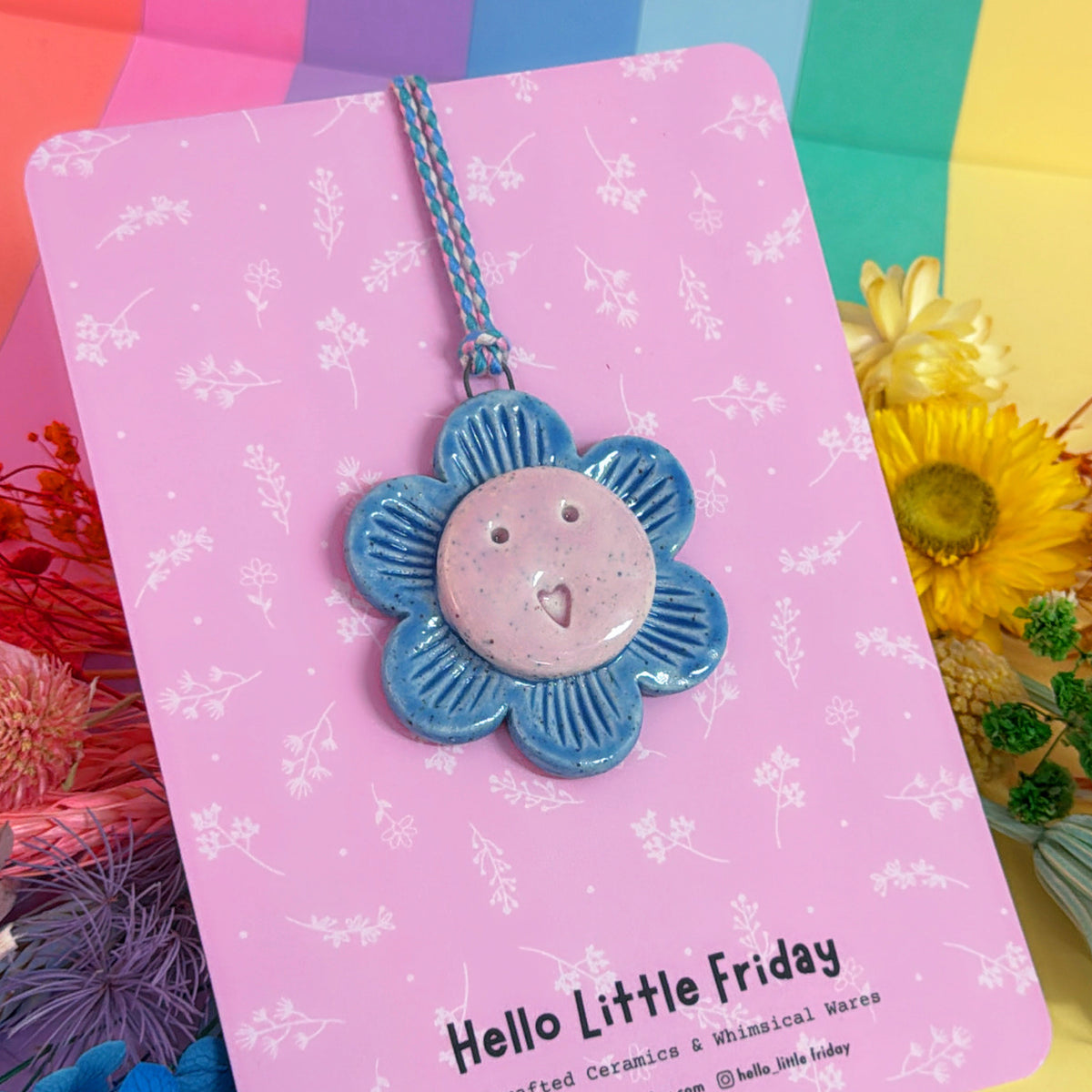 The Light Blue WALLFLOWERS ~ choose your design : Handmade Ceramic Wall Art Ornament by Jo Kealley