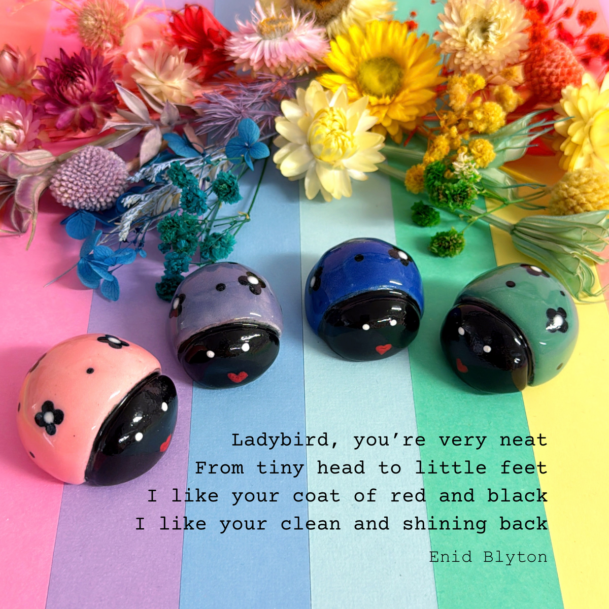 Hello Little LADYBIRDS : Choose your colour : Handmade Ceramic Whimsies by Jo Kealley