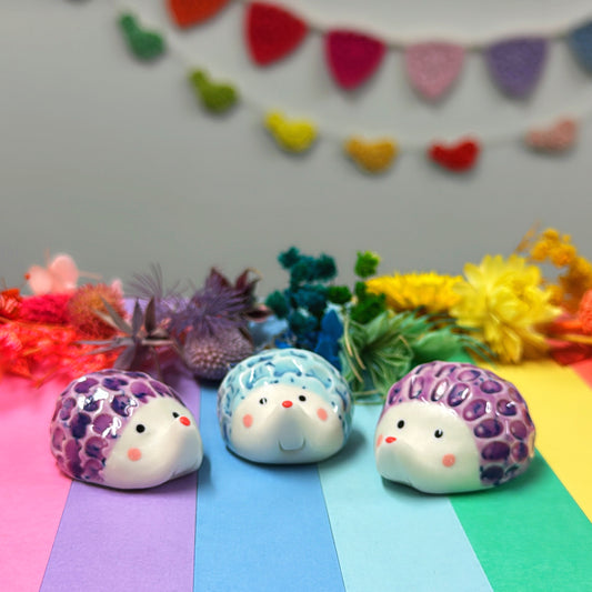 Hello Little HEDGEHOGS : Choose your colour : Handmade Porcelain Whimsies by Jo Kealley