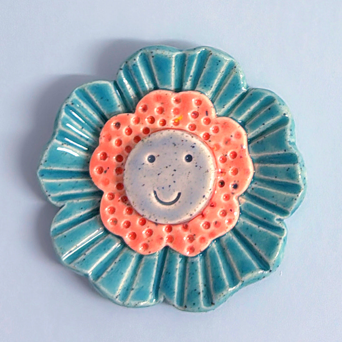 Teal Peach & Lavender Medium WALLFLOWER Wall Art : Handmade Ceramic Ornament by Jo Kealley