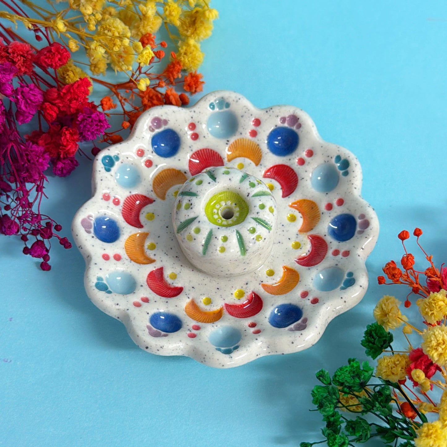 RAINBOW DAYDREAMS : Handmade Ceramic Incense Holder by Jo Kealley