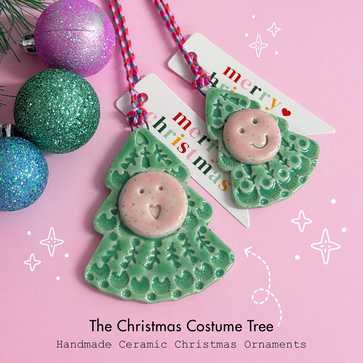 The Happiest Christmas Tree ~ Choose your size : Handmade Ceramic Christmas Ornaments by Jo Kealley