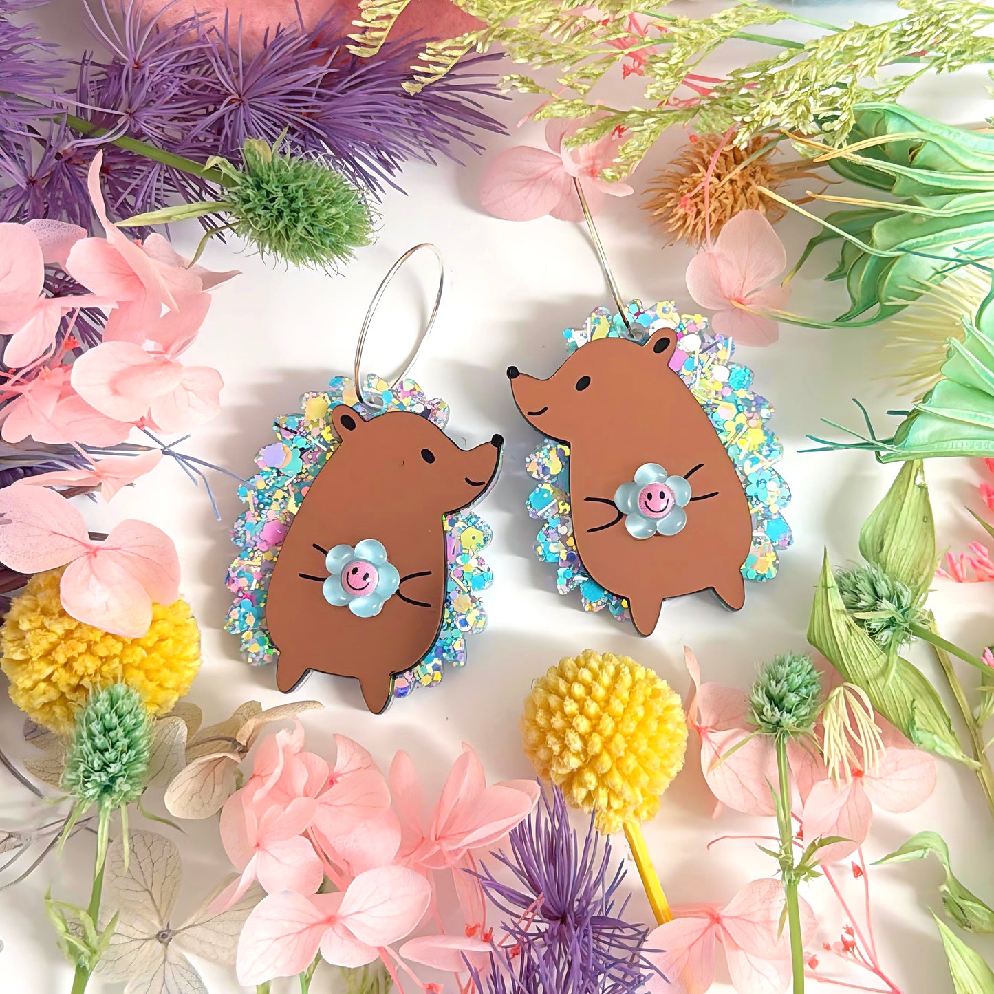 HELLO LITTLE HEDGEHOGS : BLOOM : Handmade Resin & Acrylic DROP Earrings