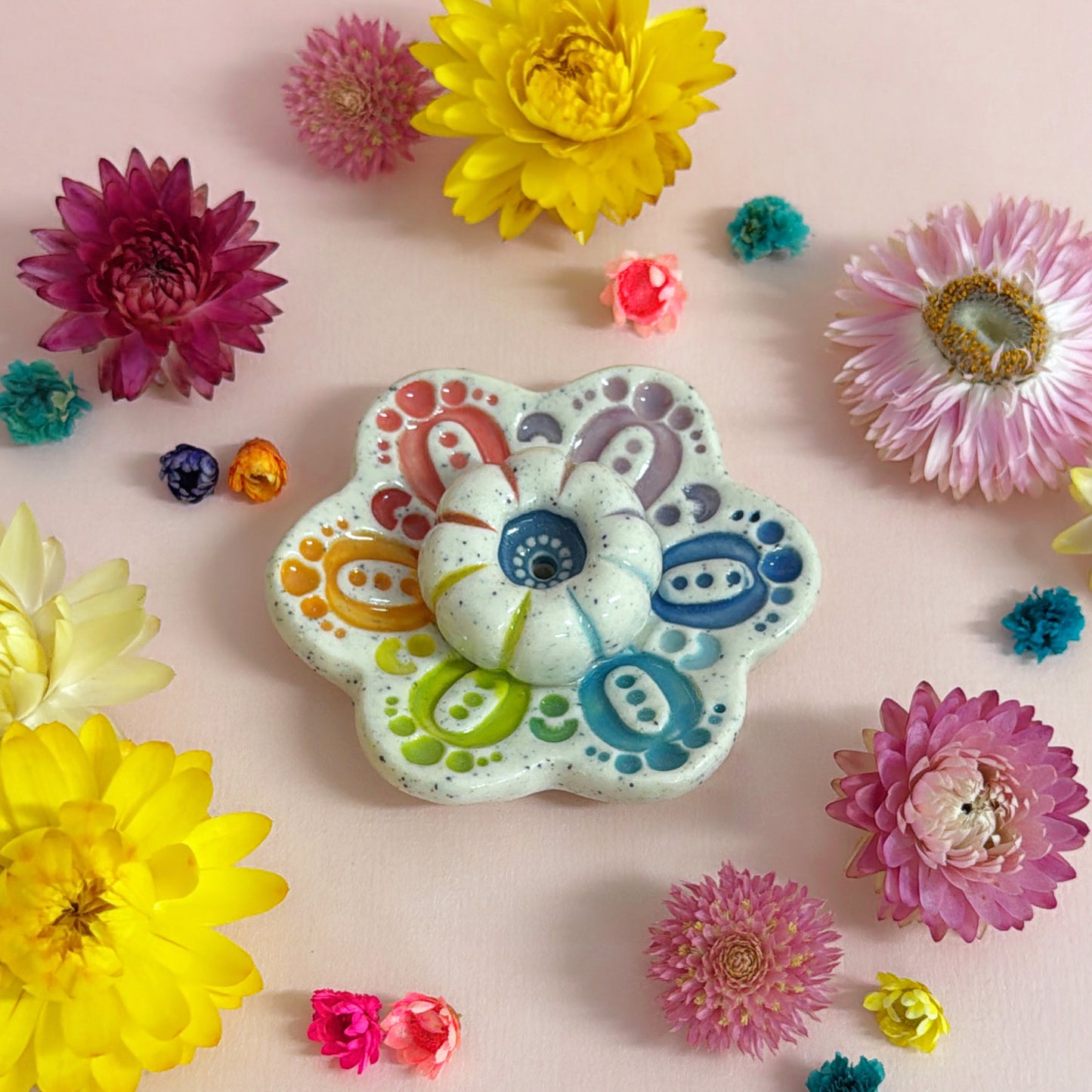 RAINBOW DAYDREAMS : Handmade Ceramic Incense Holder by Jo Kealley