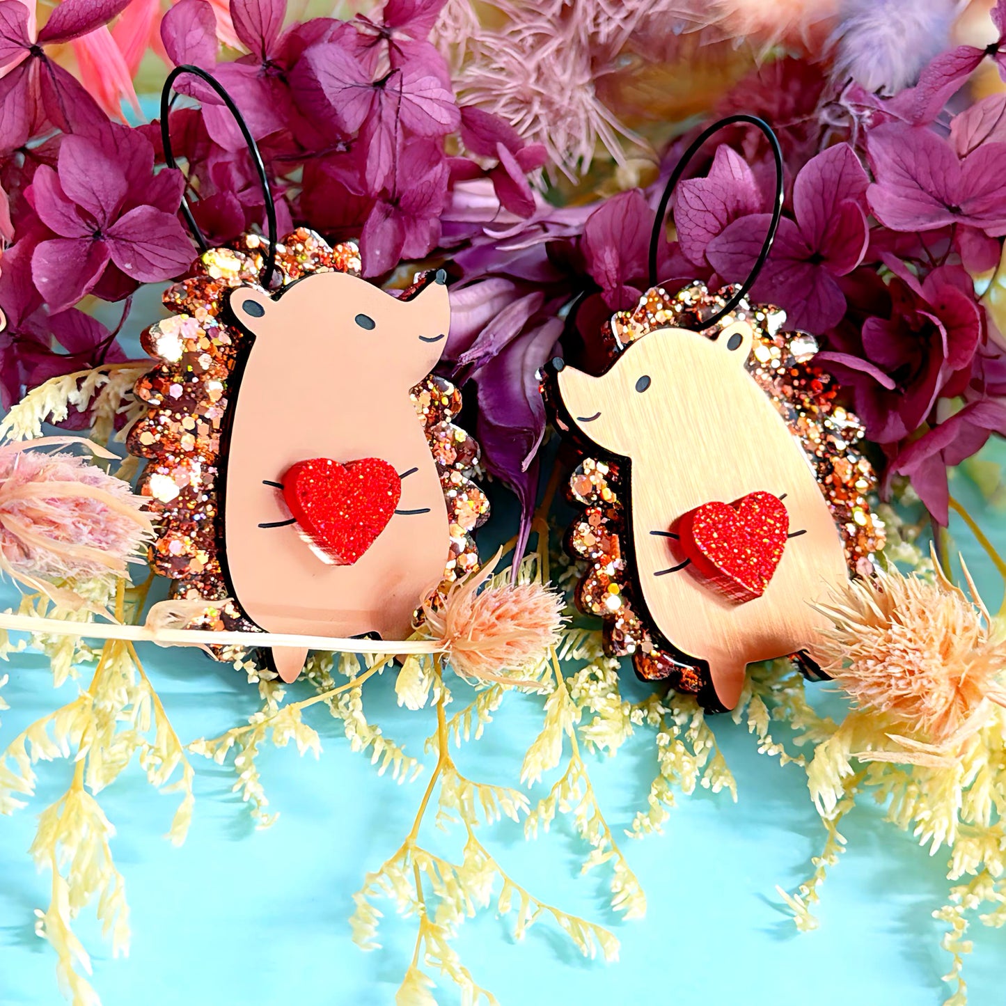 HELLO LITTLE HEDGEHOGS : LOVE : Handmade DROP Resin Earrings