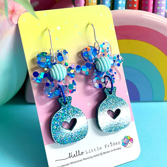 BEAUTIFUL MIDI BOUQUETS : blue : Handmade Resin DROP Earrings