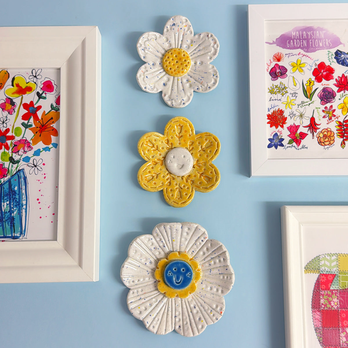 Summer Daisies WALLFLOWERS Wall Art : Choose your design : Handmade Ceramic Ornaments by Jo Kealley