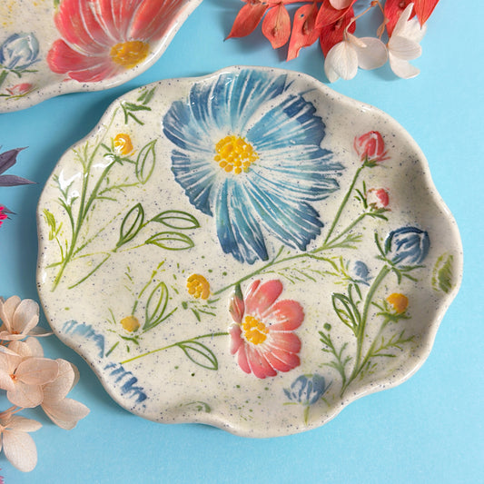 BOTANICA CERAMICA ~ Cosmos Bloom Plates : Handmade Ceramic Treats & Tapas Dishes by Jo Kealley