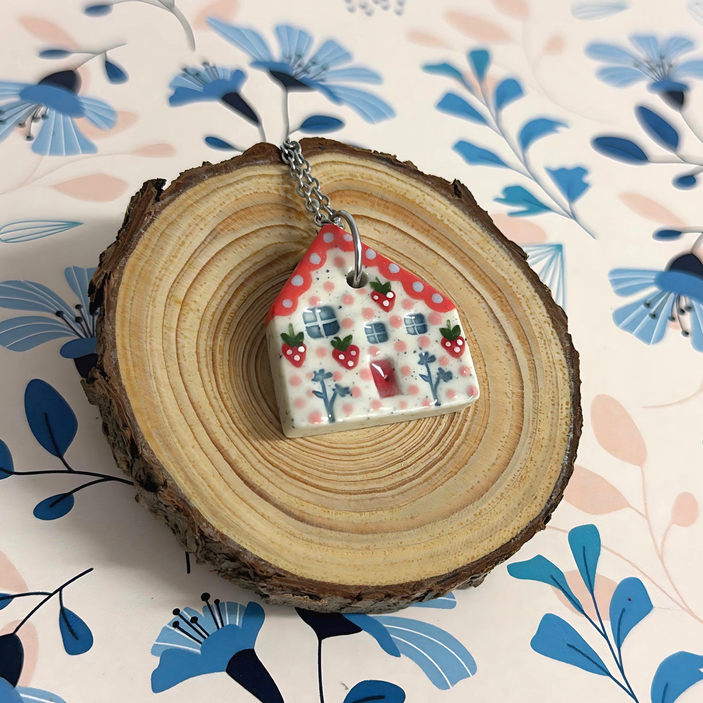 Hello Little HOMES 4 : Choose your Home : Handpainted One of a kind : Ceramic Home Pendants by Jo Kealley