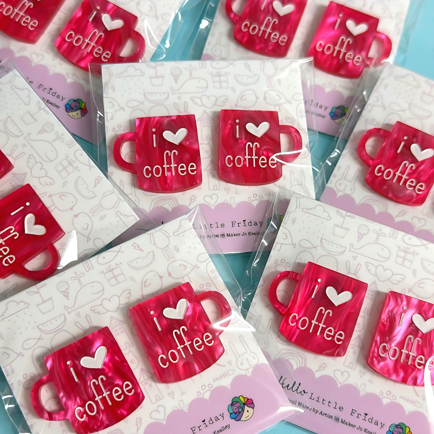 I LOVE COFFEE : Choose your colour : Handmade Acrylic STUDS