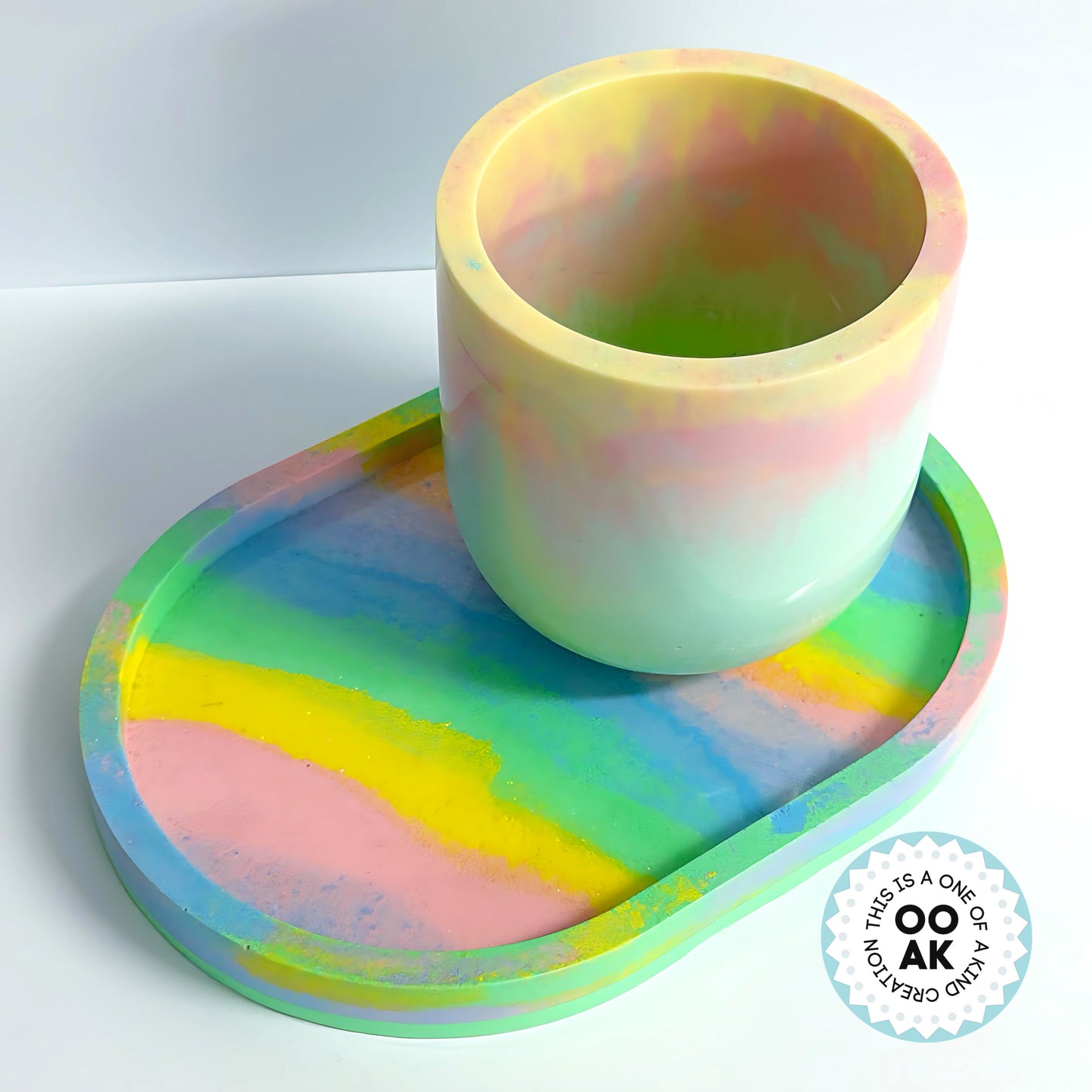 RAINBOW GELATO SMALL TRAY or PEN POT - cast resin