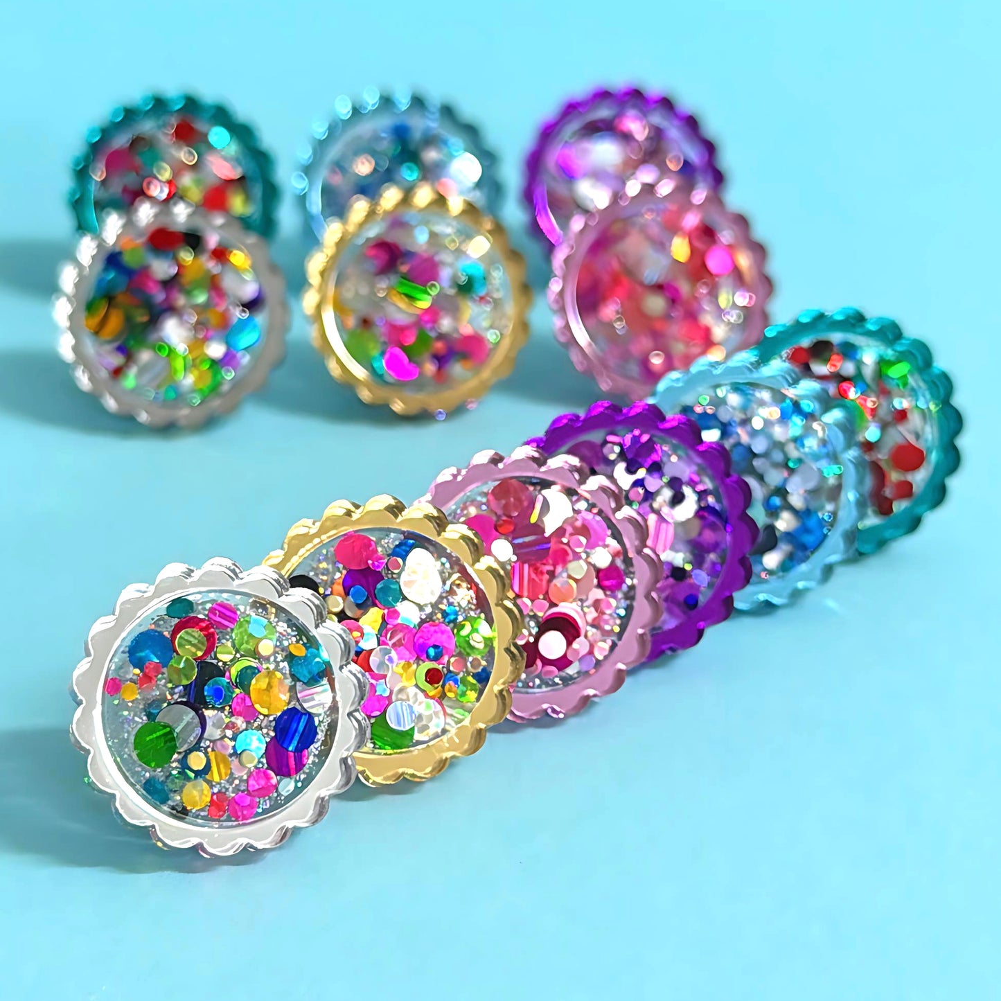 TWINKLING LIGHTS  : BAUBLES : Choose your colour : Handmade Resin & Acrylic STUD Earrings
