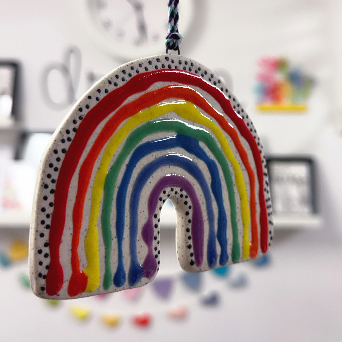 One of a kind RAINBOW TALISMAN Wall Art : Choose your design ~ Large Handmade Porcelain Ornament by Jo Kealley
