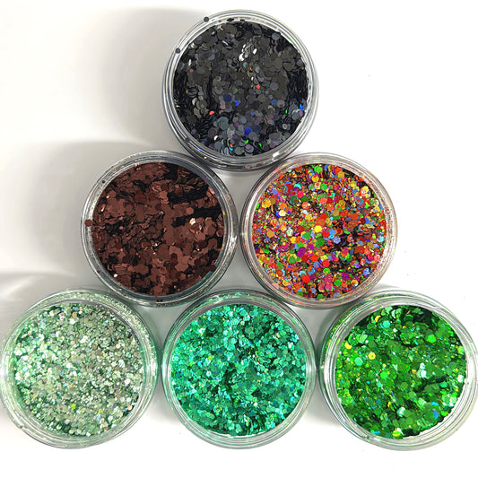 HOLOGRAPHIC DISCO HEX MIX : choose you colour : large black jar : Destash item