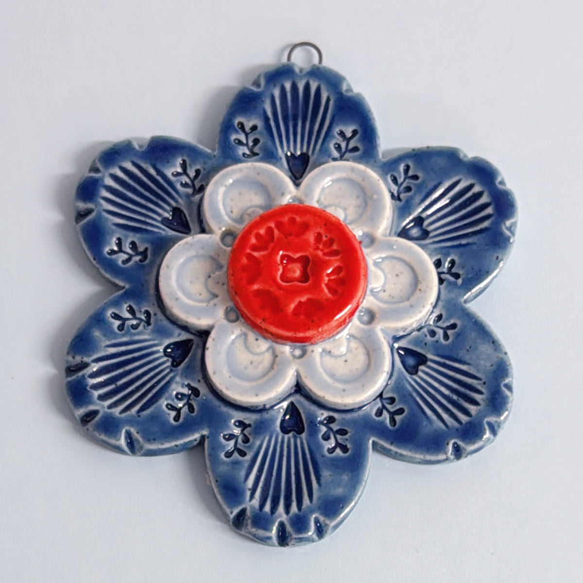 Ruby red Sky Blue & Cobalt 💙 WALLFLOWERS Wall Art : Choose your design : Handmade Ceramic Ornaments by Jo Kealley
