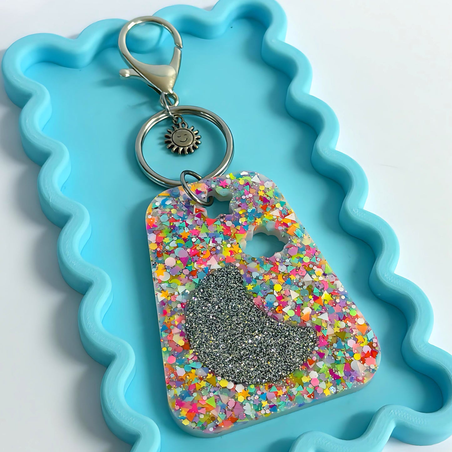 RAINBOW CONFETTI : Handmade Resin KEY CHAIN or BAG CHARM