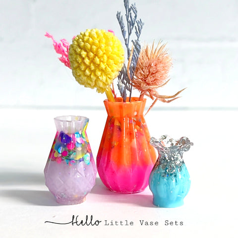 HELLO LITTLE VASE SETS : Set of 3 : Cast Resin Miniature Vases
