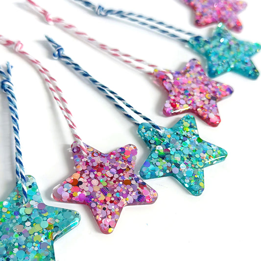 FESTIVE STARS : Choose your colour : Handmade Resin Tree Ornaments